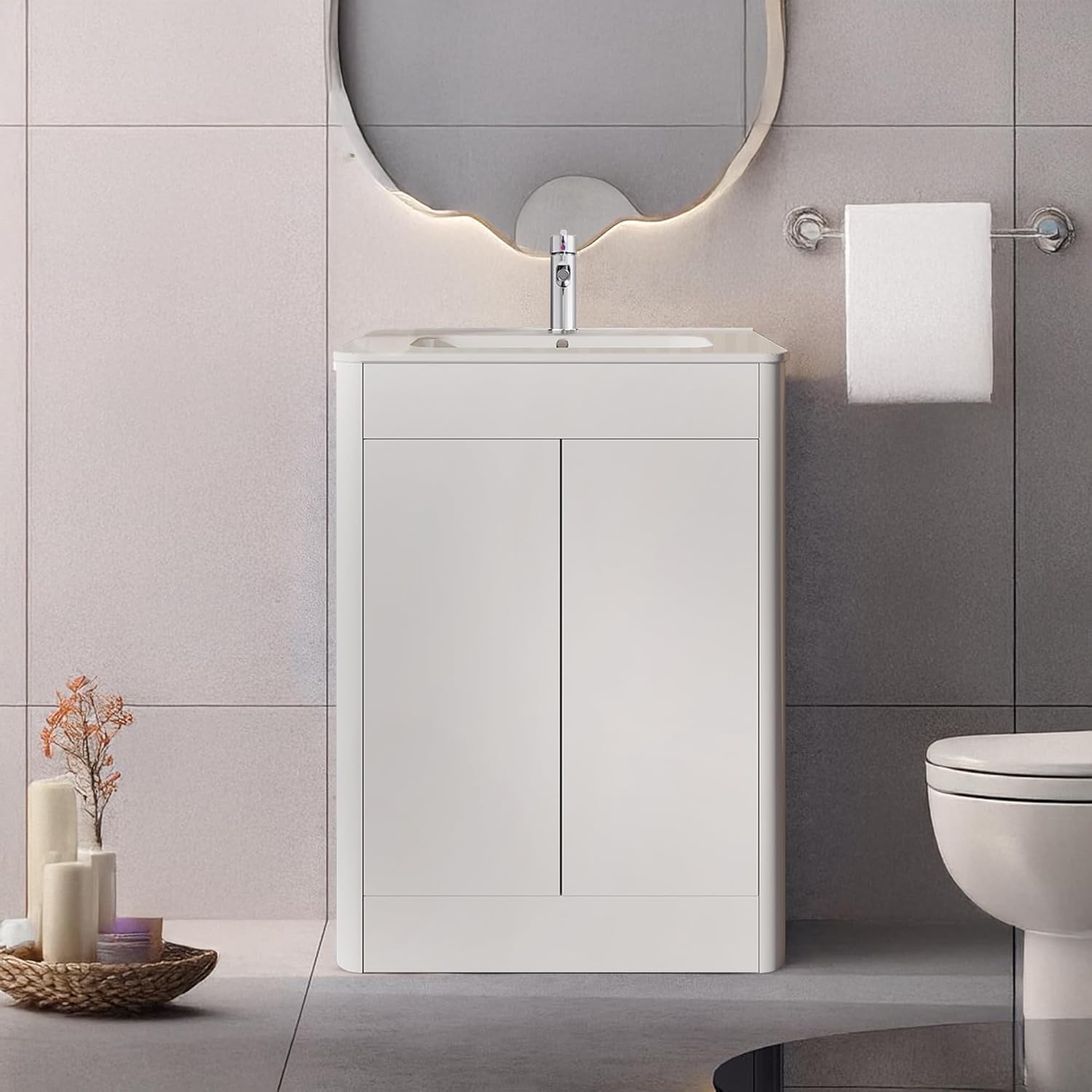 VanityBathroom Edinburgh Premium Floor Standing Bathroom Vanity Unit with Ceramic Basin