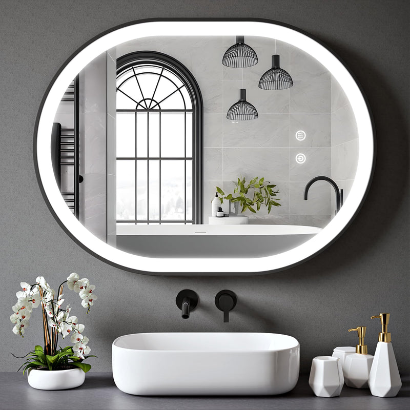 VanityBathroom Aria Oval Bathroom LED Mirror with Dimmable Lights, Anti-fog, Shatter-Proof Tempered Glass