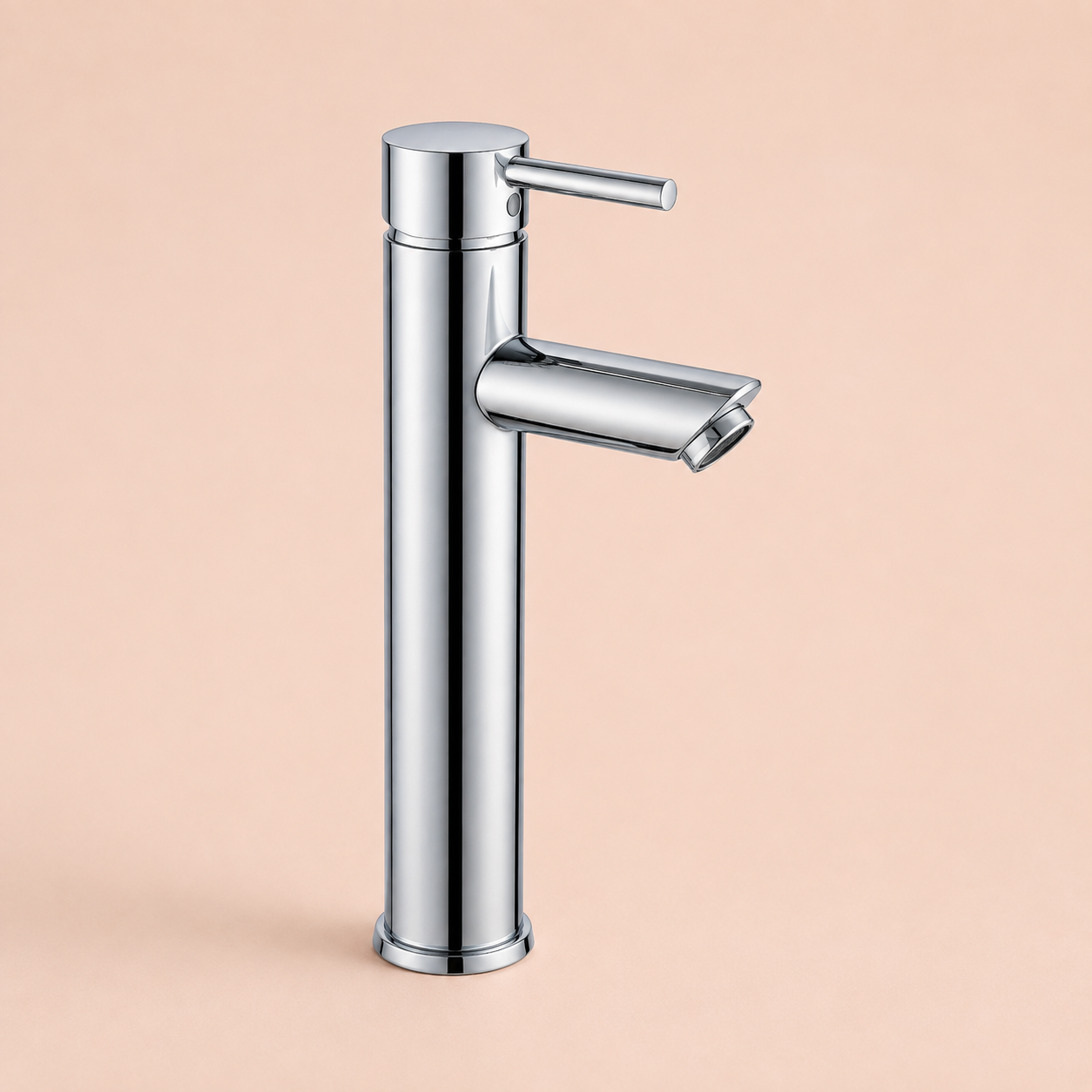 VanityBathroom Waterfall Spout Faucet with Chrome Polish, Short Bathroom Tap Mixer with UK Standard Hoses