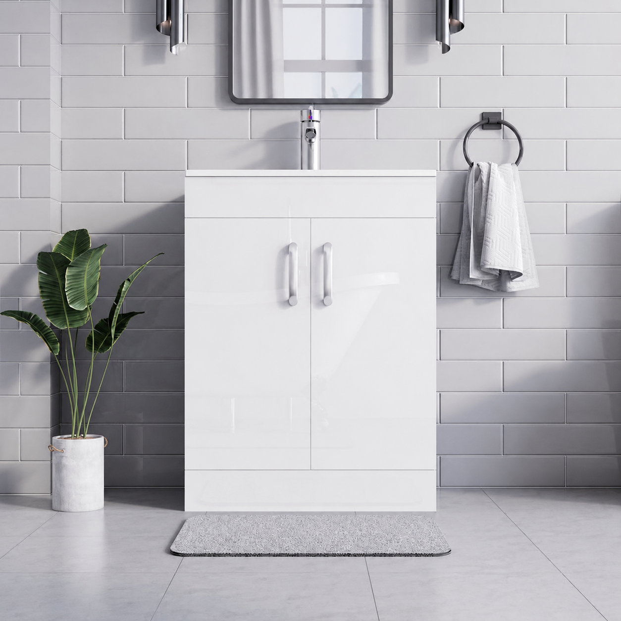 VanityBathroom Newbury Premium Floor Standing Bathroom Vanity Unit with Ceramic Basin
