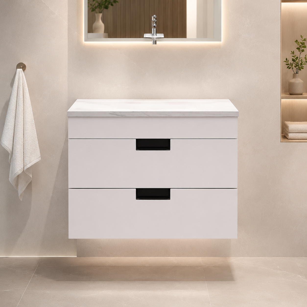 VanityBathroom Somerset Premium Floor Wall-Mounted Bathroom Vanity Unit with Ceramic Basin