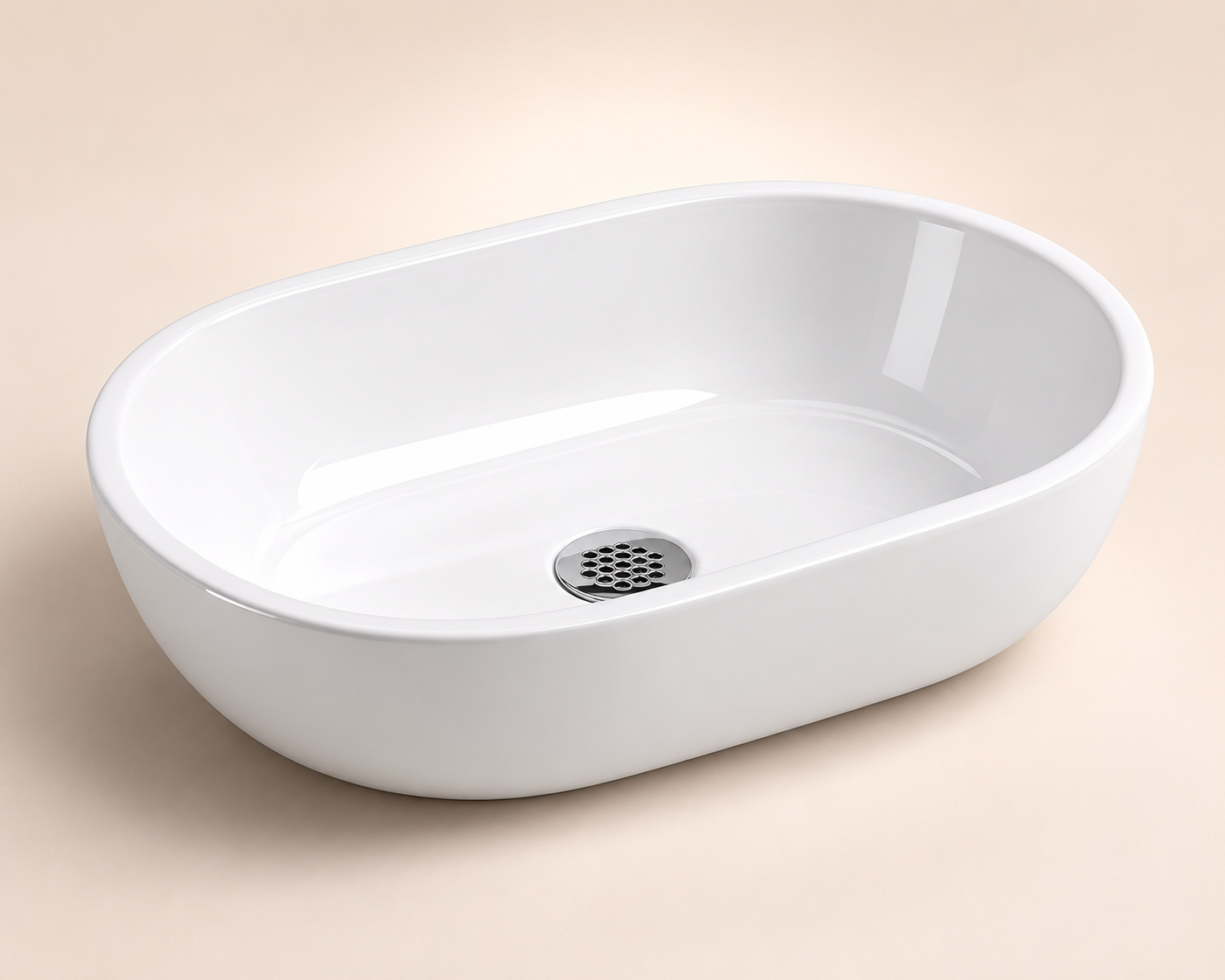 VanityBathroom Ravello Oval White Countertop Basin – Modern Ceramic Bathroom Sink for Vanity Units