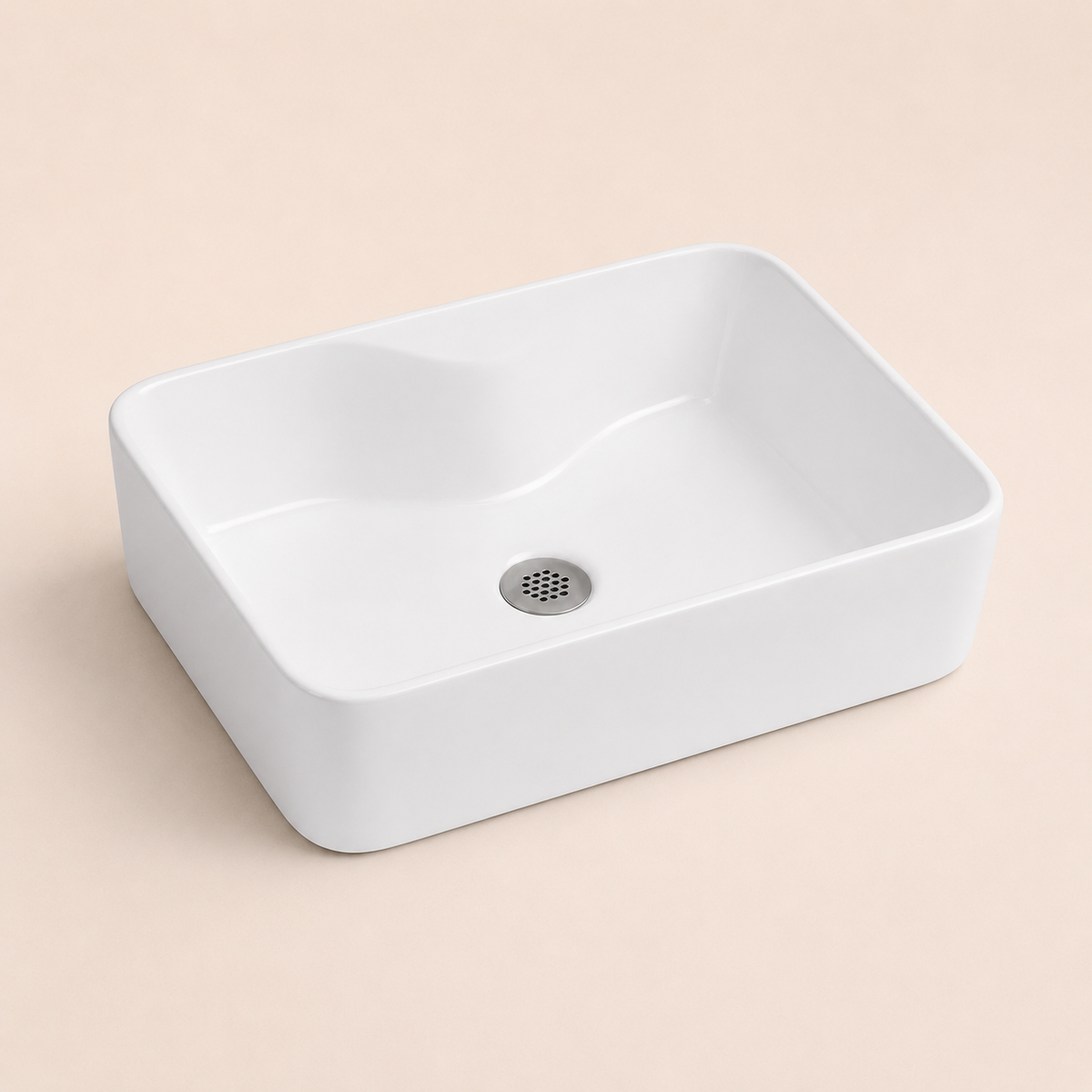VanityBathroom Roselle Rectangle White Countertop Basin – Modern Ceramic Bathroom Sink for Vanity Units