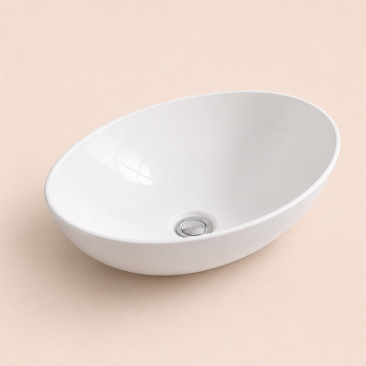 VanityBathroom Tivaro Oval White Countertop Basin – Modern Ceramic Bathroom Sink for Vanity Units